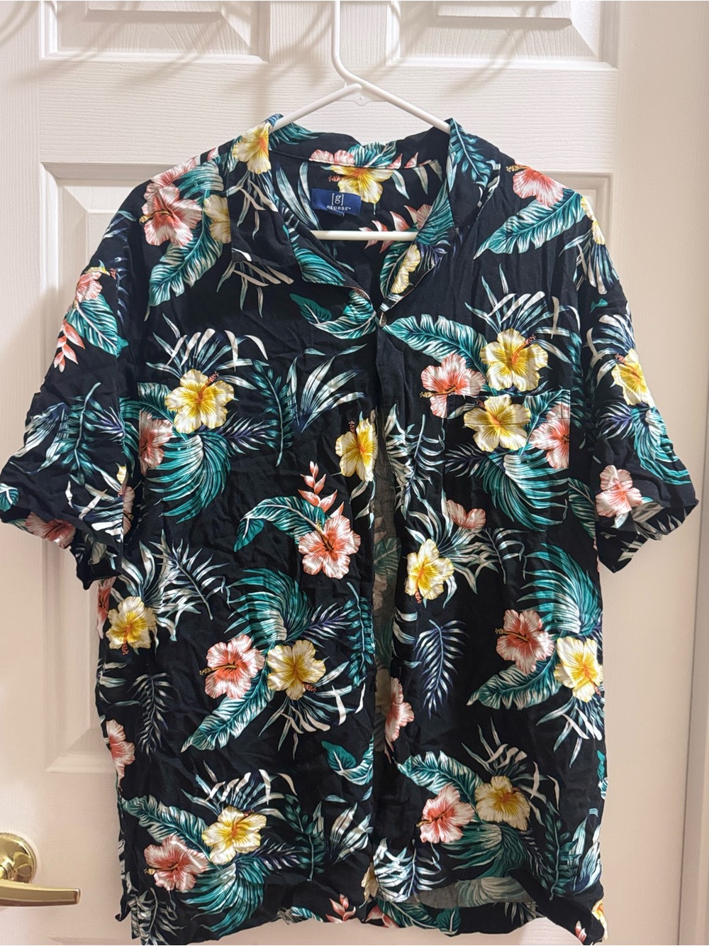 George Black Tropical Floral Short-Sleeve Button-Up Shirt